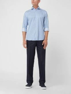 Am billigsten ? Hiltl Anzughose Aus Schurwolle Modell 'Milano' - Marineblau Meliert ❤️